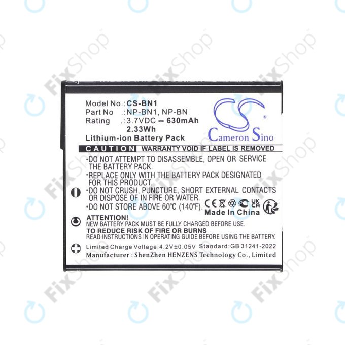 Baterija za Sony Cyber-Shot DSC-TX20, TX9, 630mAh, Li-Ion, 3.7V, NP-BN1, HQ