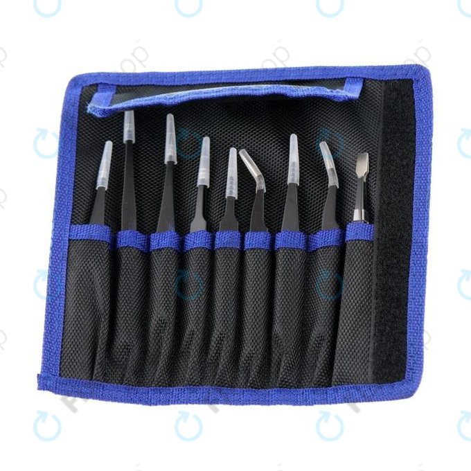 Komplet ESD antistatičnih pincet iz nerjavečega jekla 9 v 1