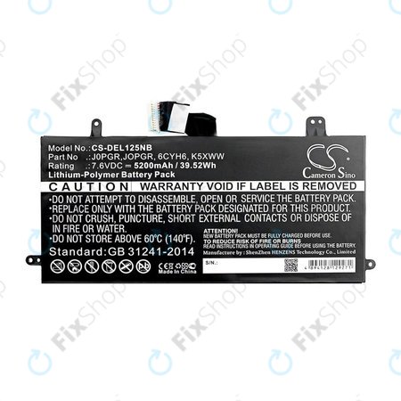 Baterija za Dell Latitude 5290, Latitude 12 5285, 5200mAh, Li-Pol, 7.6V, J0PGR, HQ