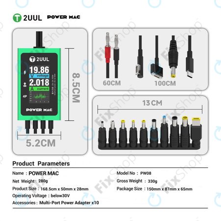 Diagnostični napajalni kabel z zaslonom za prenosnike, 2UUL PW08