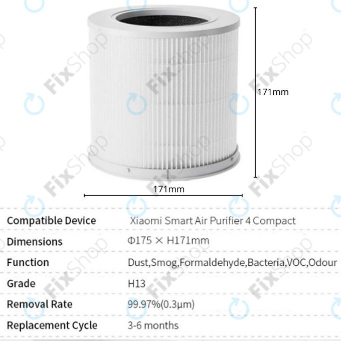 Xiaomi Smart Air Purifier 4 Compact - HEPA filter (Aktivno oglje) (White)