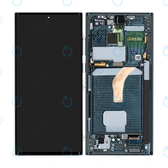 Samsung Galaxy S22 Ultra S908B - LCD zaslon + steklo na dotik + okvir (Green) - GH82-27489D, GH82-27488D Genuine Service Pack