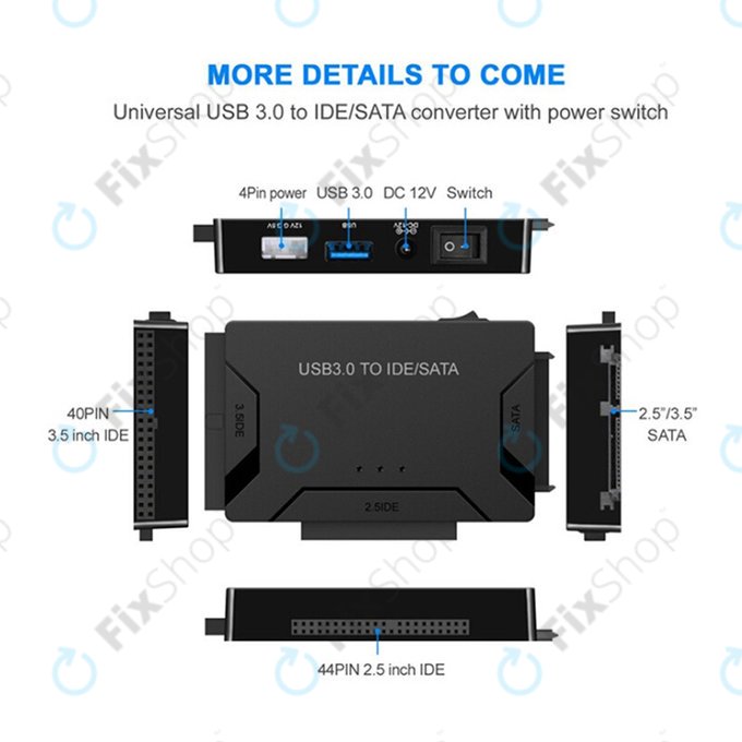 USB 3.0 na SATA / IDE adapter za 2.5" in 3.5" HDD/SSD ter optične pogone
