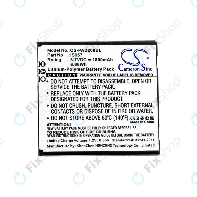 Baterija za Pax myPOS D200, D200T, IS275, D200, 1800mAh, Li-Pol, 3.7V, IS057, HQ