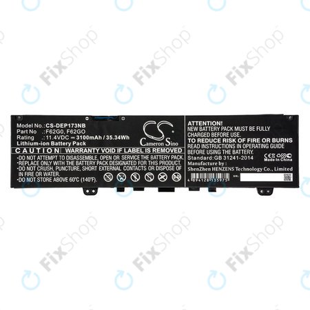 Baterija za Dell Inspiron 13, 7373, Vostro 13, 3100mAh, Li-Ion, 11.4V, F62G0, HQ