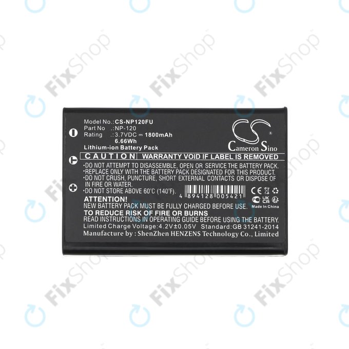 Baterija za Toshiba Camileo H30, FujiFilm NP-120, 1800mAh, Li-Ion, 3.7V, PX1657, HQ