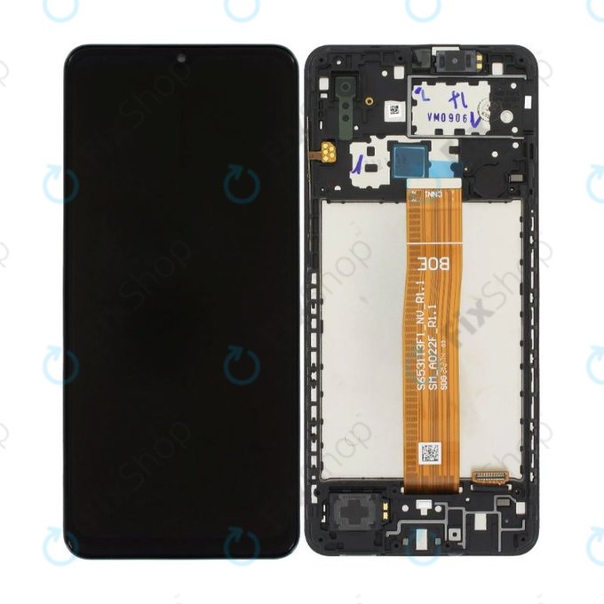 Samsung Galaxy A02 A022F - LCD zaslon + steklo na dotik + okvir (Black) - GH82-25249A, GH82-25250A Genuine Service Pack