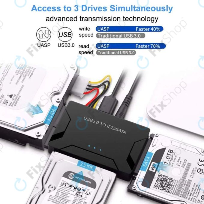 USB 3.0 na SATA / IDE adapter za 2.5" in 3.5" HDD/SSD ter optične pogone