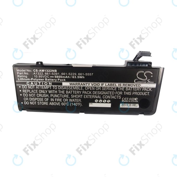 Apple MacBook Pro 13" A1278 (Mid 2009 - Mid 2012) - Baterija A1322 5800mAh HQ