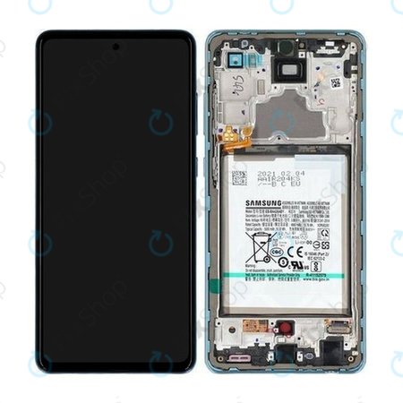 Samsung Galaxy A72 A725F, A726B - LCD zaslon + steklo na dotik + okvir + baterija (Awesome Blue) - GH82-25541B, GH82-25542B Genuine Service Pack