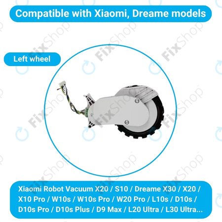 Xiaomi Robot Vacuum X20, S10, Dreame X30, X20, X10 Pro - Kolo z Motorjem (Levo) (Bela)