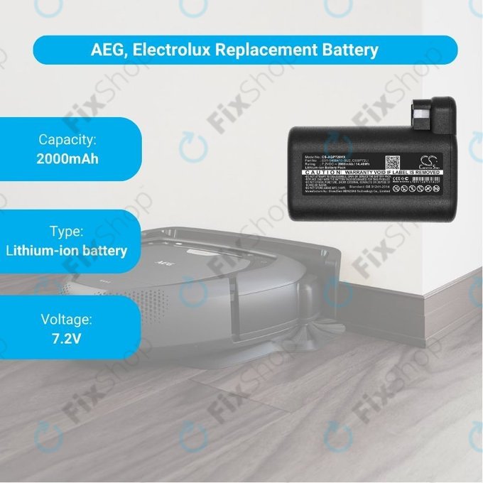 AEG RX-series, Electrolux E, P-series - Baterija S91-0400410-SU2, OSBP72LI, OSBP72LI25 Li-Ion 2000mAh HQ