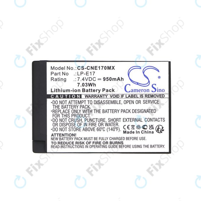 Baterija za Canon EOS, 950mAh, Li-Ion, 7.4V, LP-E17, HQ