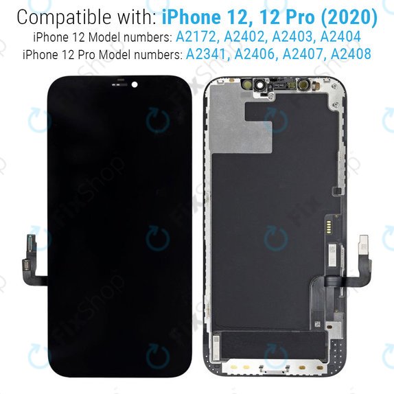 Zaslon za iPhone 12, 12 Pro, Steklo na dotik z okvirjem, Refurbished