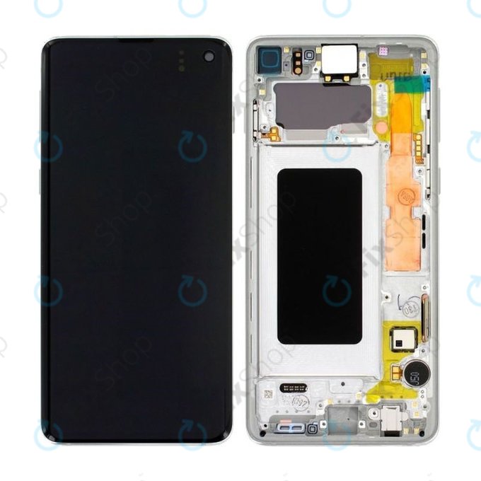 Samsung Galaxy S10 G973F - LCD zaslon + steklo na dotik + okvir (Prism White) - GH82-18850B, GH82-18835B Genuine Service Pack