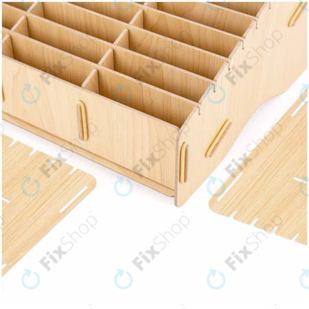 Univerzalno leseno stojalo / organizator za telefone s 24 predali