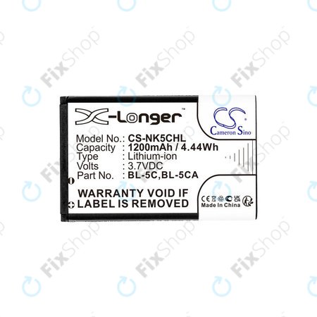 Baterija za Nokia 1208, 1110, 2310, 1200mAh, Li-ion, 3.7V, BL-5C, HQ