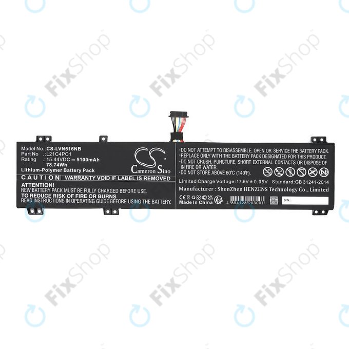 Baterija za Lenovo Legion 5 15ARH7H, 82RD0002SB, 5100mAh, Li-Pol, 15.44V, L21C4PC1, HQ