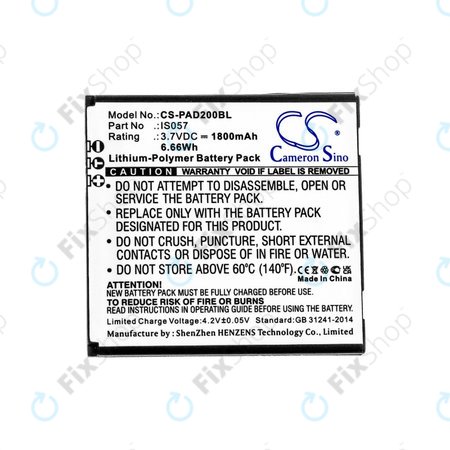 Baterija za Pax myPOS D200, D200T, IS275, D200, 1800mAh, Li-Pol, 3.7V, IS057, HQ