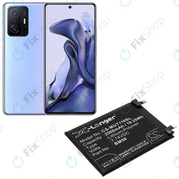 Baterija za Xiaomi 11T Pro, 2500mAh, Li-Pol, 7.74 V, BM58, HQ