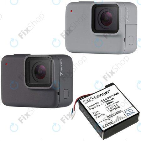 Baterija za Gopro Hero 7 Silver, White, 1100mAh, Li-Ion, 3.85V, SPTM1B, HQ