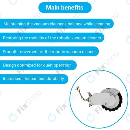 Xiaomi Robot Vacuum X20, S10, Dreame X30, X20, X10 Pro - Kolo z Motorjem (Levo) (Bela)