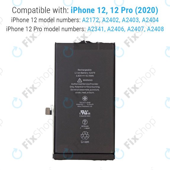 Baterija za iPhone 12, 12 Pro, 2815mAh