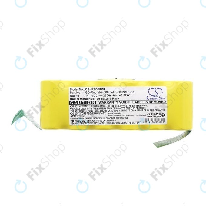 iRobot Roomba 500, 600, 700, 800, 900-series, R3, Scooba 450, Vileda 137173 - Baterija 11702, GD-Roomba-500, VAC-500NMH-33 Ni-MH 14.4V 2800mAh HQ