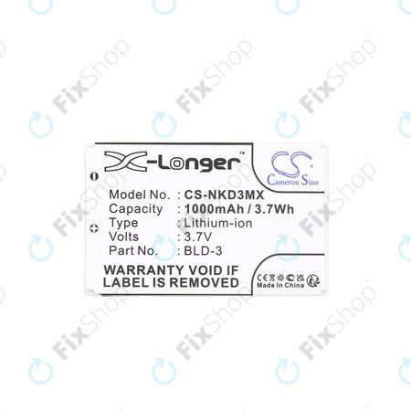 Baterija za Nokia 7250i, 6610, 6585, 6560, 6200, 6220, 1000mAh, Li-Ion, 3.7V, BLD-3, HQ
