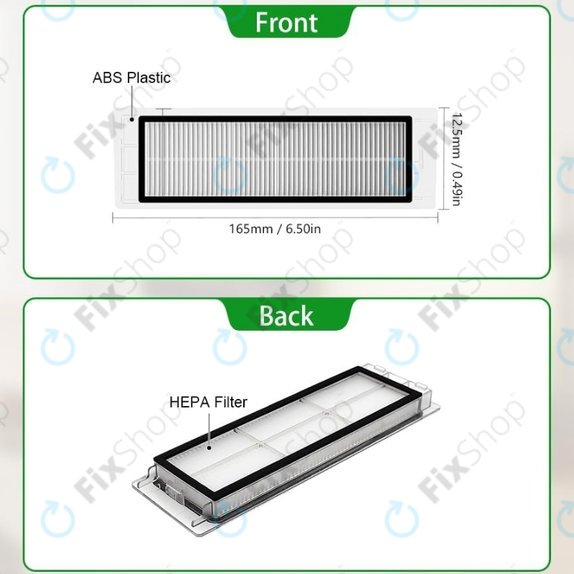 Xiaomi Roborock S5, S5 Max, S6, S6 MaxV, S6 Pure, E4, E5, Mijia 1S, Mi Robot Vacuum Mop 1S, Xiaowa E2, E3, Lite C10 - HEPA filter (2 kosa)
