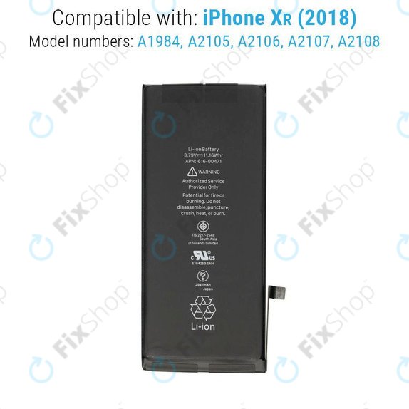 Baterija za iPhone XR, 2942mAh, FixPremium