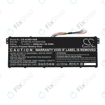 Baterija za Acer ConceptD 3, Spin 5, Swift 3, 5, X, Travelmate Spin P4, 3800mAh, Li-Pol, 15.4V, AP18C7M, HQ