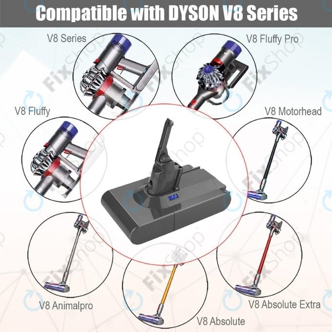 Dyson V8 - Baterija 215681, PM8-US-HFB1497A Li-Ion 21.6V 2500mAh