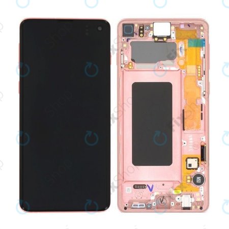 Samsung Galaxy S10 G973F - LCD zaslon + steklo na dotik + okvir (Pink Gold) - GH82-18850D Genuine Service Pack