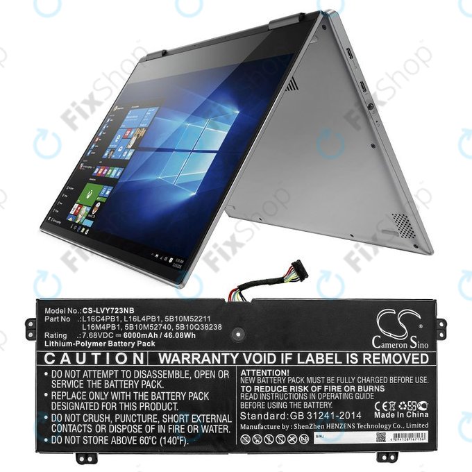 Polnilec za Lenovo Yoga 720-13, 730-13, 6000mAh, Li-Pol, 7.68V, L16L4PB1, HQ
