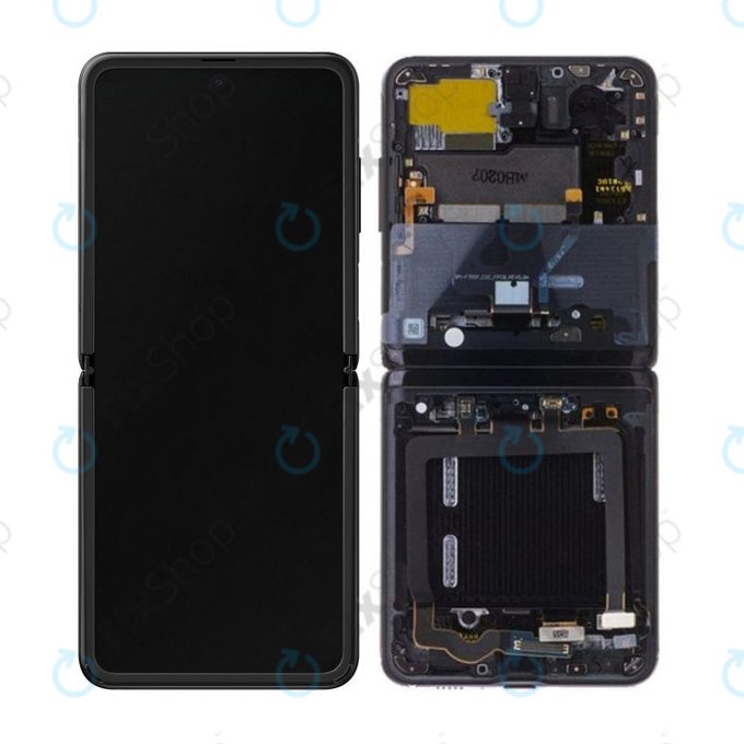 Samsung Galaxy Z Flip F700N - LCD zaslon + steklo na dotik + okvir (Mirror Black) - GH82-22215A Genuine Service Pack