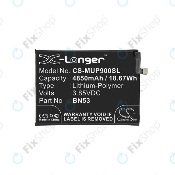 Baterija za Xiaomi Redmi Note 9 Pro, 4850mAh, Li-Pol, 3.85 V, BN53, HQ
