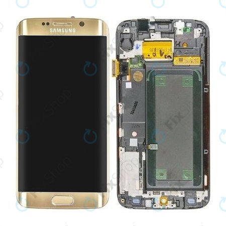 Samsung Galaxy S6 Edge G925F - LCD zaslon + steklo na dotik + okvir (Gold Platinum) - GH97-17162C, GH97-17317C, GH97-17334C Genuine Service Pack