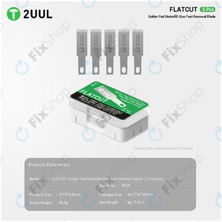 Rezila za odstranjevanje Underfill lepila, ploščat rez, 2UUL DA28, 5 kos/pakiranje