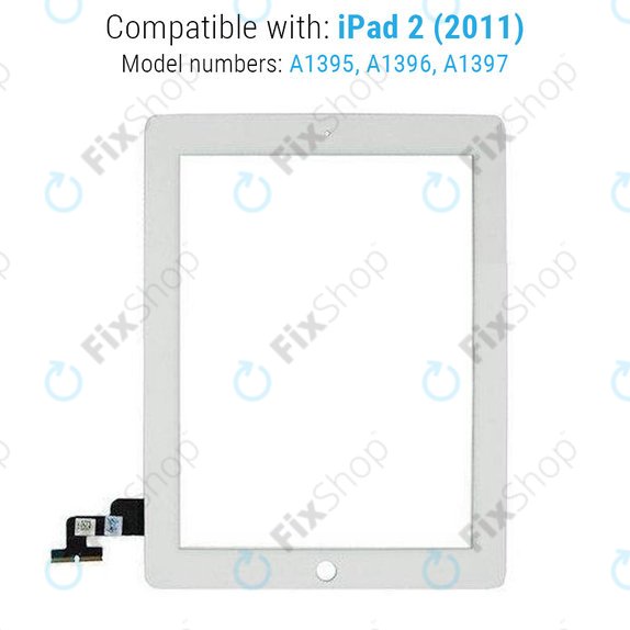 Steklo na dotik za iPad 2, White