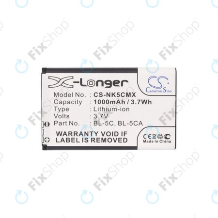 Nokia 1000, 2000, 3000, 6000, 7000, C, N, X-series, Asha 230, MD-12 - Baterija BL-5C, BL-5CA 1000mAh HQ