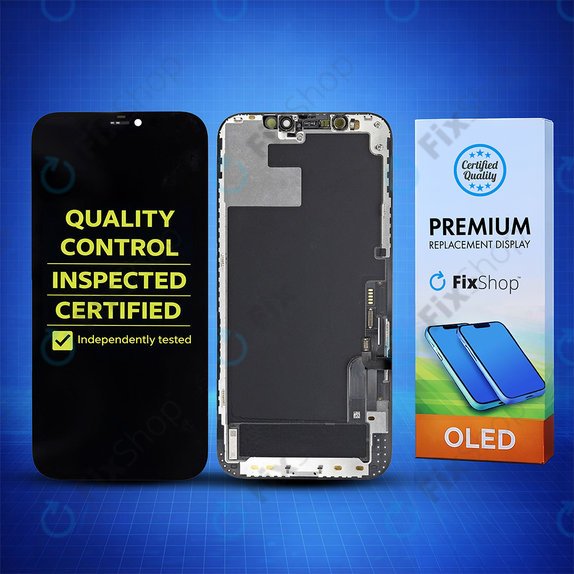 Zaslon Hard OLED za iPhone 12, 12 Pro, Steklo na dotik z okvirjem, FixPremium