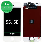 Zaslon za iPhone 5S, SE, White, Steklo na dotik z okvirjem