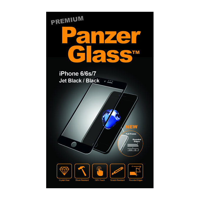 PanzerGlass PREMIUM - Kaljeno Steklo za iPhone 6, 6S, 7, 8, SE 2020 in SE 2022, črn