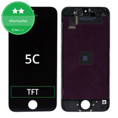 Zaslon za iPhone 5C, Black, Steklo na dotik z okvirjem