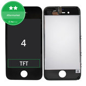 Zaslon za iPhone 4, Black, Steklo na dotik z okvirjem