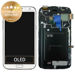 Samsung Galaxy Note 2 N7100 - LCD zaslon + steklo na dotik + okvir (Marble White) - GH97-14112A Genuine Service Pack