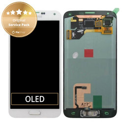 Samsung Galaxy S5 G900F - LCD zaslon + steklo na dotik (Shimmery White) - GH97-15959A, GH97-15734A Genuine Service Pack