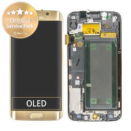 Samsung Galaxy S6 Edge G925F - LCD zaslon + steklo na dotik + okvir (Gold Platinum) - GH97-17162C, GH97-17317C, GH97-17334C Genuine Service Pack