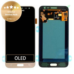 Samsung Galaxy J3 J320F (2016) - LCD zaslon + steklo na dotik (Gold) - GH97-18414B, GH97-18748B Genuine Service Pack